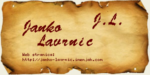 Janko Lavrnić vizit kartica